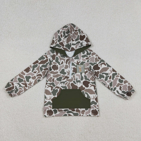 BT1304 Baby Boys Dog Ducks Camo Long Sleeves Deer Pocket Zipper Western Hoodies D 1020