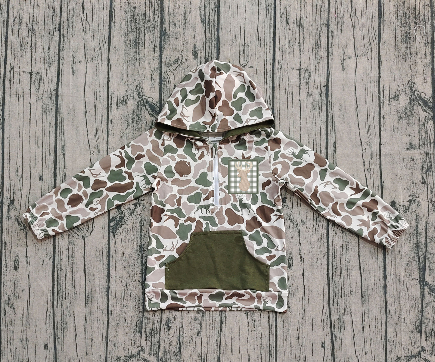presale BT1304  Baby Boys Dog Ducks Camo Long Sleeves Deer Pocket Zipper Western Hoodies D 7.21