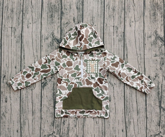 presale BT1304  Baby Boys Dog Ducks Camo Long Sleeves Deer Pocket Zipper Western Hoodies D 7.21