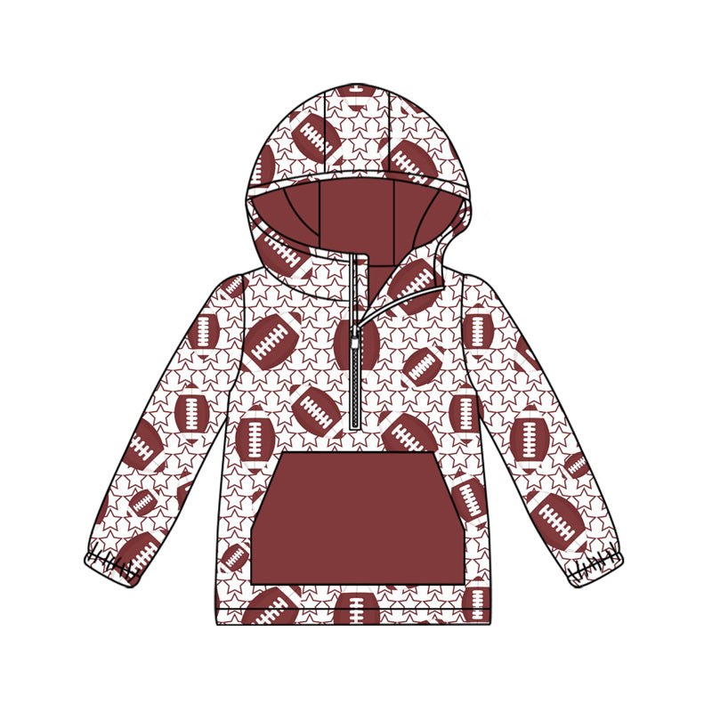 presale BT1307 Baby Boys Footballs Stars Plaid Pockets Zipper Team Hoodies  D 7.28