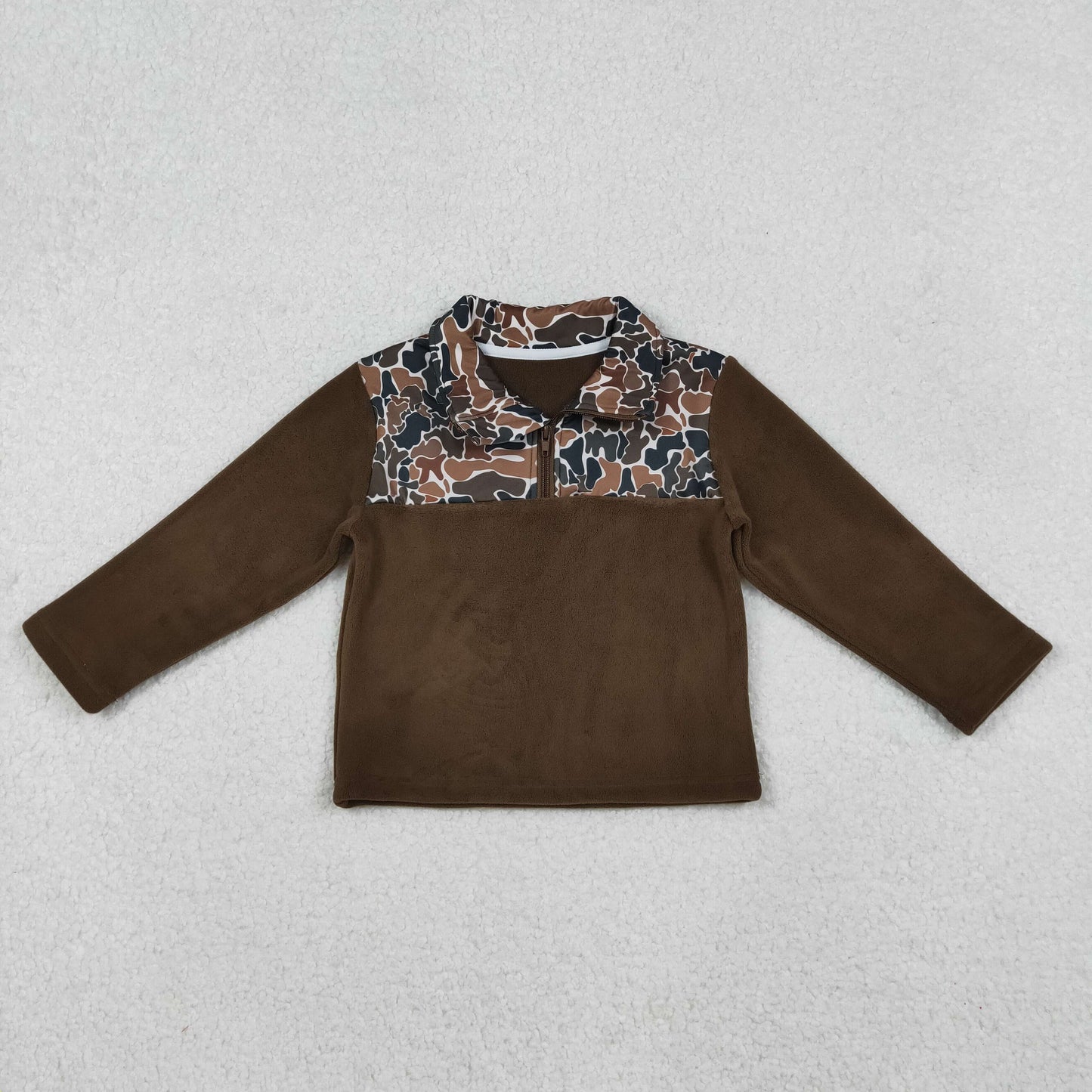 Sibling Baby Boys Girls Long Sleeve Bows Camo Zipper Pullover Sherpa Tops  D 1022