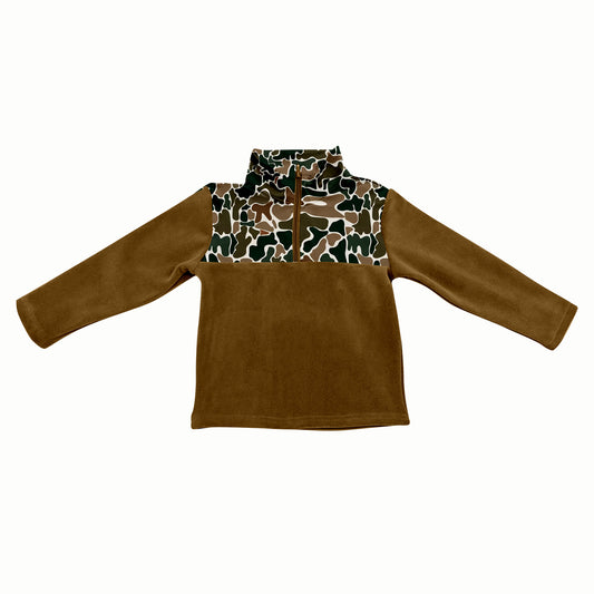 presale BT1309  Baby Boys Western Brown Camo Zipper Pullovers Top D 7.28