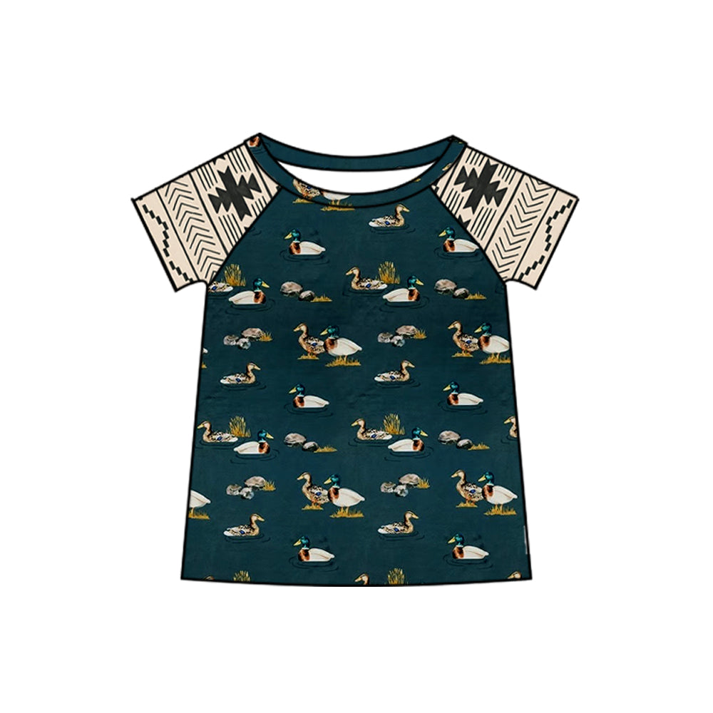 presale BT1310 Baby Boys Western Aztec Ducks Plaid Tee Shirts Top D 7.28