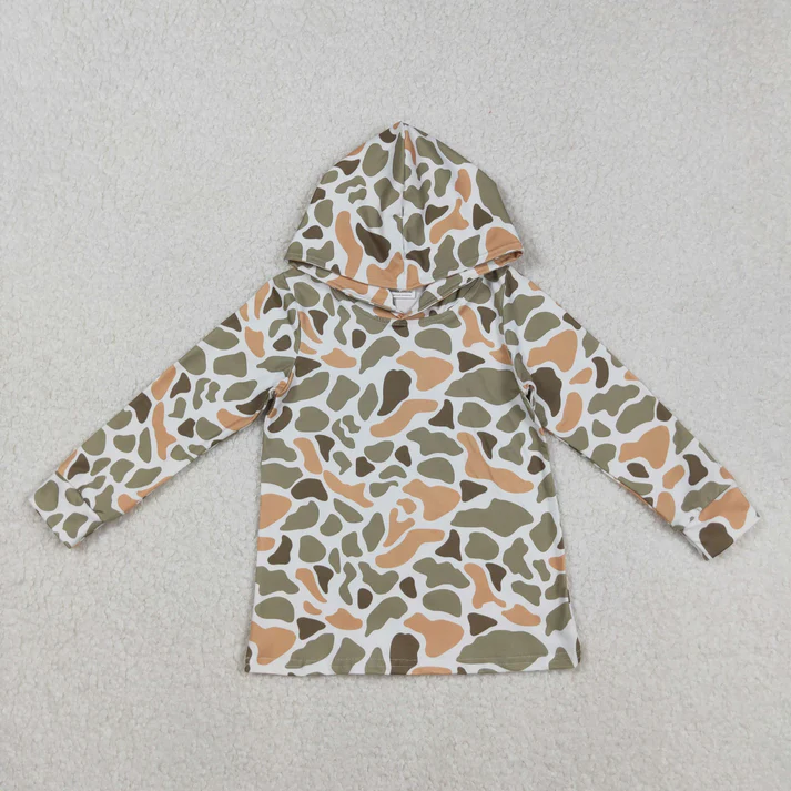 Sibling Baby Boys Green Orange Camo Western Pajamas Button Shirts Hoodies Top    D 929