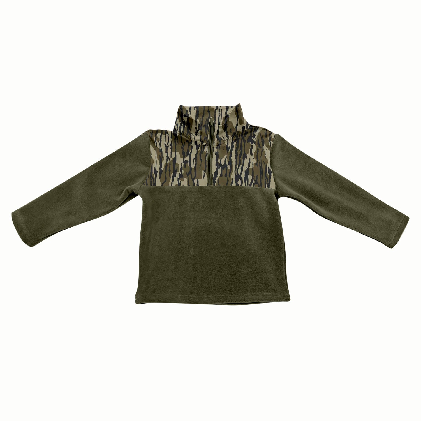 presale BT1317 Baby Boys Western Olive Bottomland Camo Half Zipper Pullover Top D 8.6