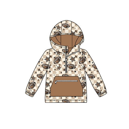 presale BT1318 Baby Boys Long Sleeves Football Stars Plaid Pocket Zipper Team Hoodies D 8.7