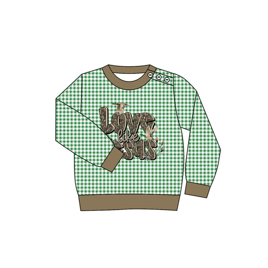 presale BT1320 Baby Boys Green Plaid Ducks Jesus Western Tee Shirts Top  D 8.7
