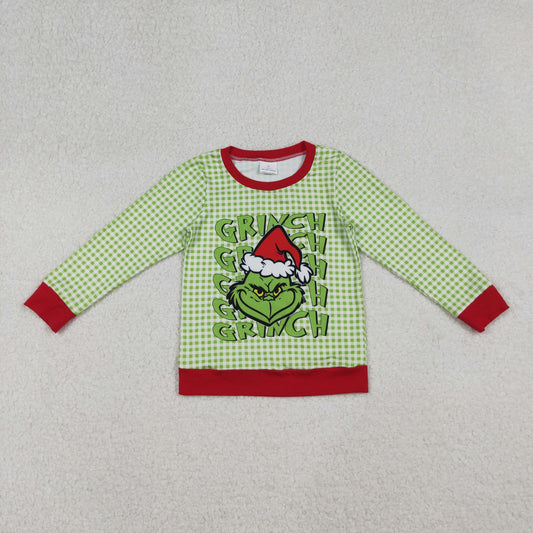 BT1321 Baby Boys Green Face Plaid Christmas Tee Shirts Top D 927