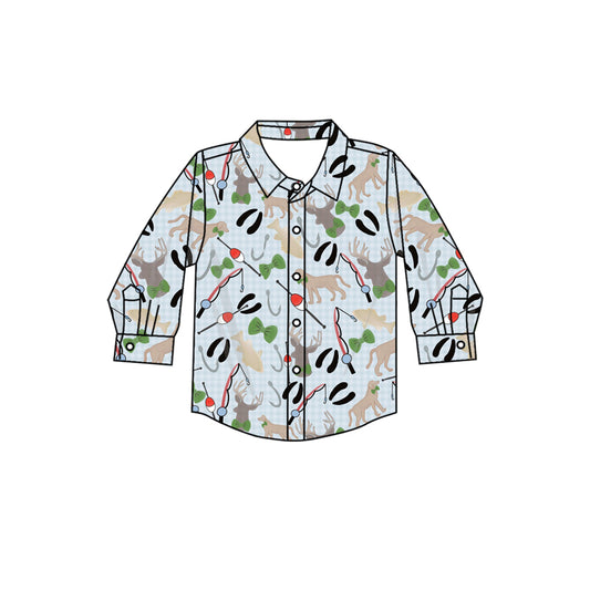 presale BT1322 Baby Boys Green Plaid Button Fishing Shirts Top D 8.11