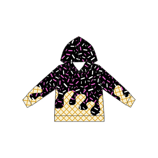 presale BT1323 Baby Boys Black Drip Team Hoodies Top D 815