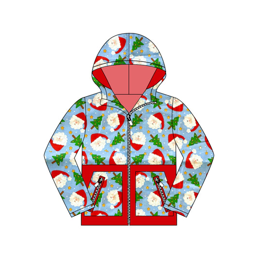 presale BT1325 Baby Boys Christmas Trees Santa Pocket Zipper Hoodies Top  D 815