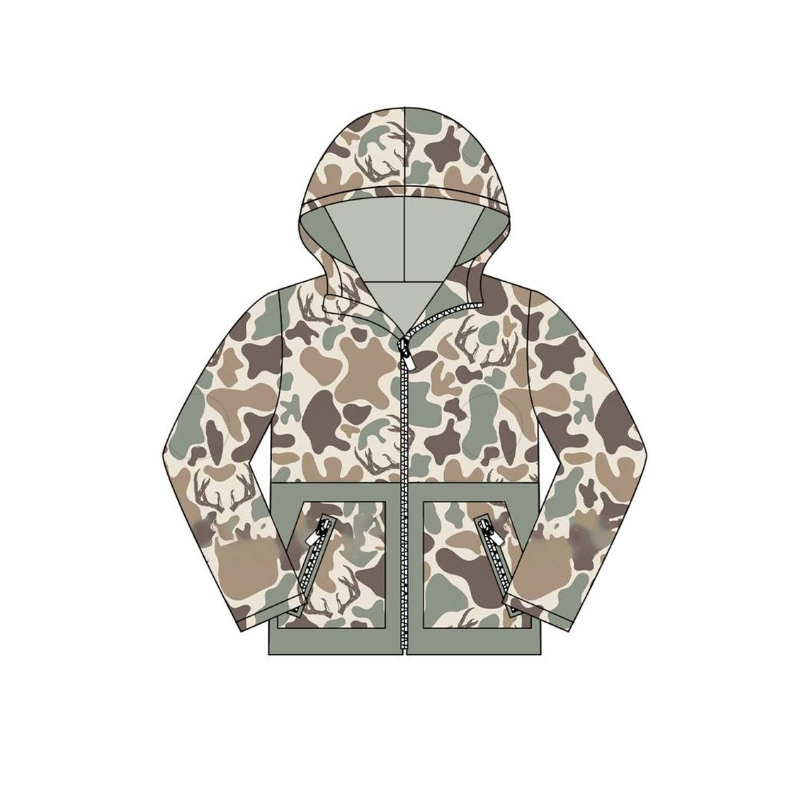 presale BT1335 Baby Bows Brown Deer Camo Pocket Zipper Western Hoodies Top  D 820