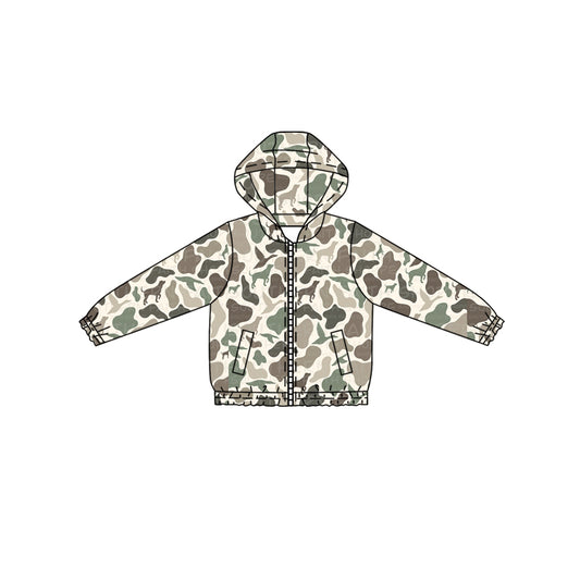 presale BT1343  Baby Boys Gray Ducks Dogs Camo Western Pocket Zipper Jackets Top D 902
