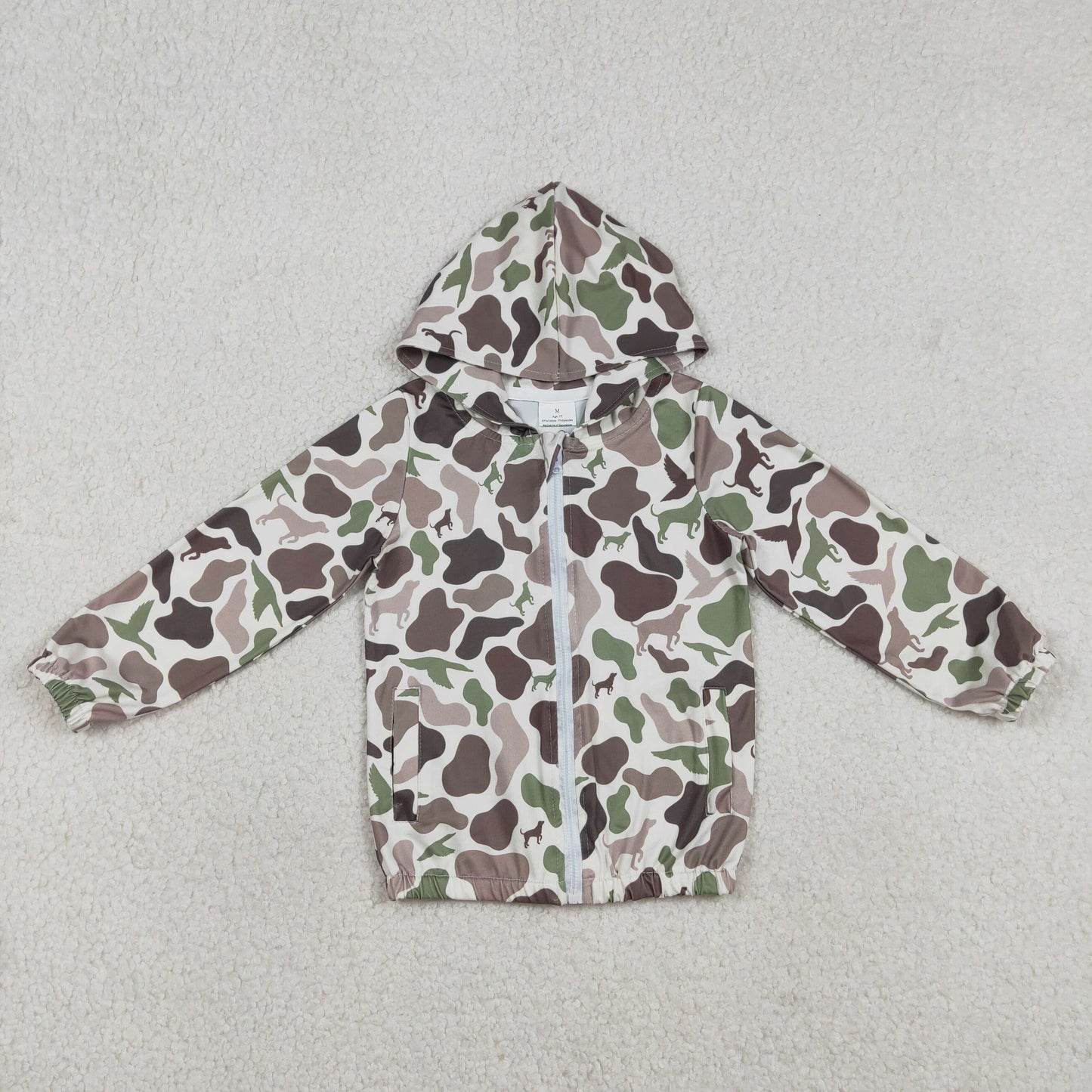 Baby Boys Camouflage Zipper Jacket with Pocket Southern Hunting Ducks Dogs Theme Baby Fashion Top for Boys