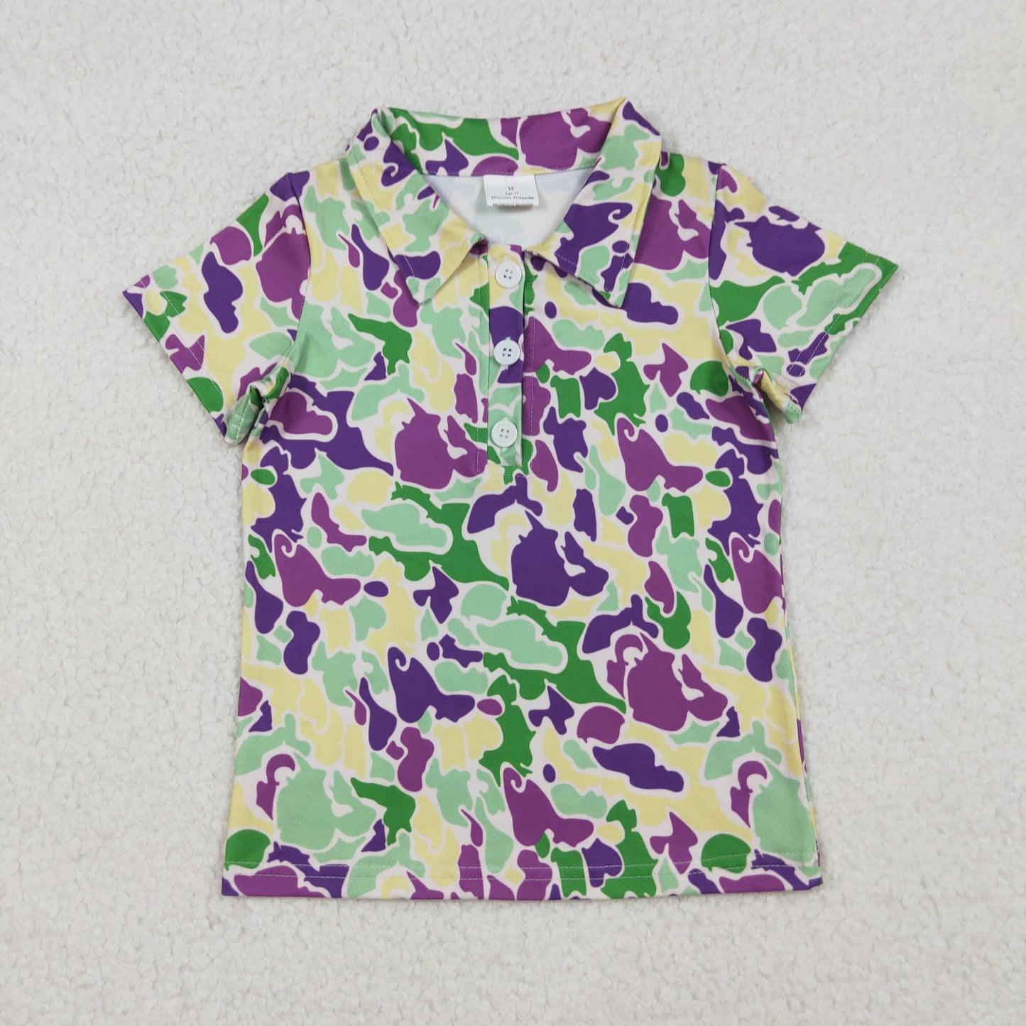 BT1345 Baby Boys Mardi Gras Purple Green Yellow Camo Button Polo Shirts Tops  D 902