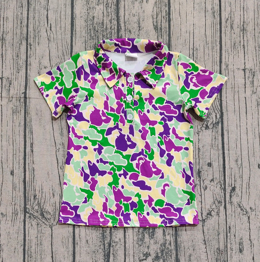 presale BT1345 Baby Boys Purple Green Yellow Camo Button Western Polo Shirts Top  D 902