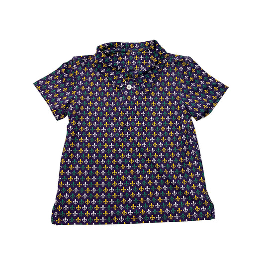 presale BT1356  Baby Boys Purple Green Yellow Anchors Mardigras Button Polo Shirts Top   D 912
