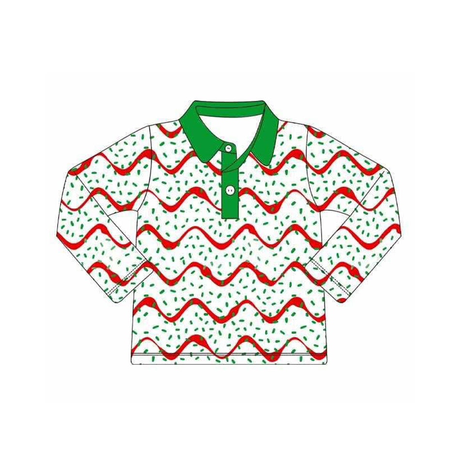 presale BT1361 Baby Boys Stripes Sprinkles Christmas Long Sleeve Button Polo Shirts Top  D 915