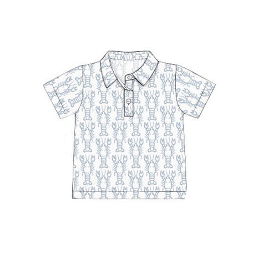 presale BT1364 Baby Boys Short Sleeve Crayfishes Button Polo Shirts Top  D 915
