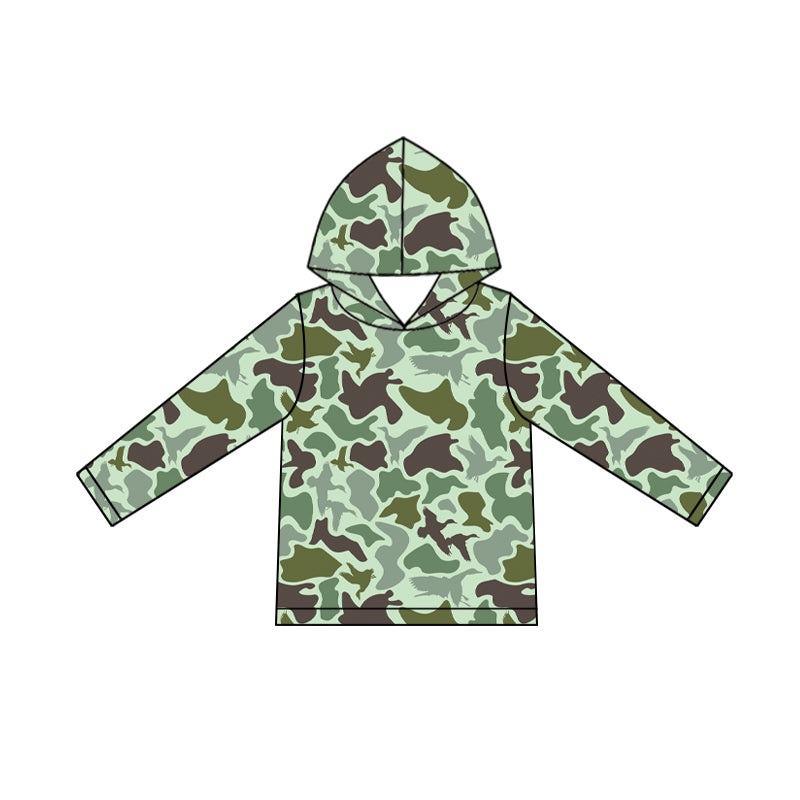BT1374 Baby Boys Green Ducks Camo Western Hoodies Top  D 1024