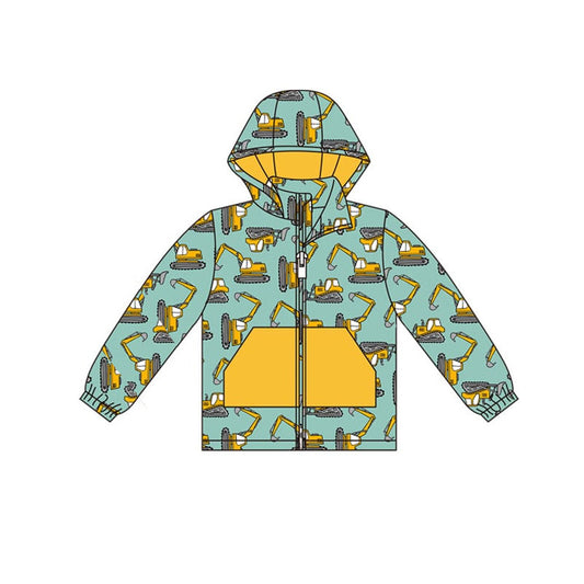 presale BT1378 Baby Boys Excavators Pocket Zipper Hoodies Jackets Top  D 922