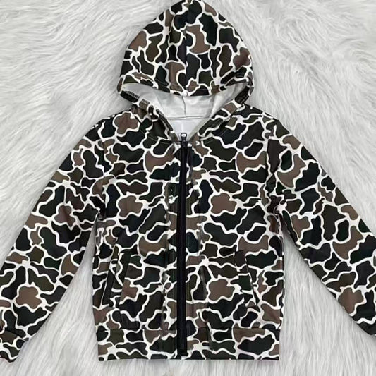 presale BT1382 Baby Boys Dark Brown Camo Pockets Zipper Western Hoodie Jackets Top D 924