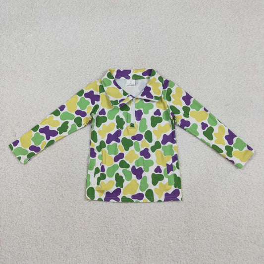 BT1400 Baby Boys Mardigras Camo Long Sleeve Zipper Pockets Pullovers Top  D 1211