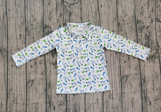 presale BT1405 Baby Boys Long Sleeve Golf Trucks Button Polo Shirts Top D 1013