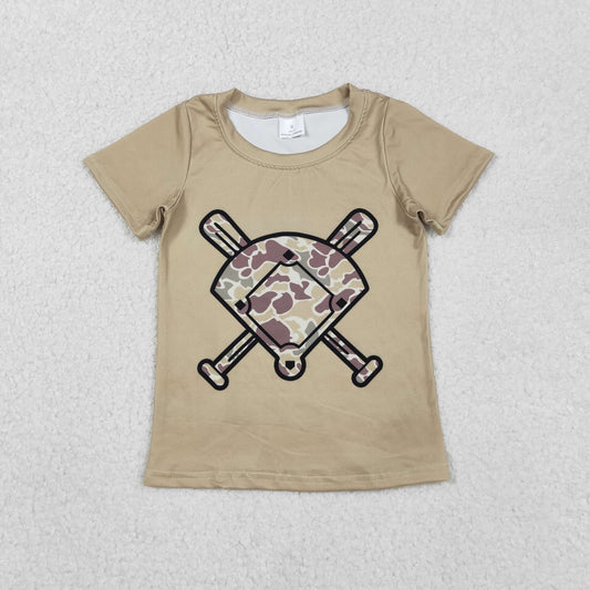 BT1418 Baby Boys Khaki Camo Baseball Short Sleeve Team T-shirts D 1206