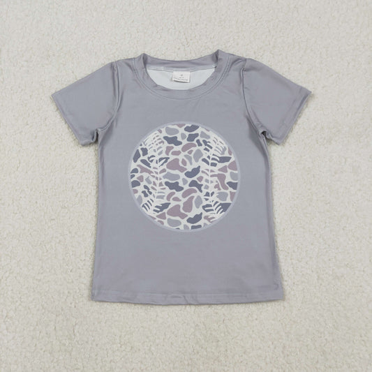 Baby Boys Light Grey Camo Short Sleeve Baseball Team T-shirts Top Comfortable Cotton Outfit for Infants