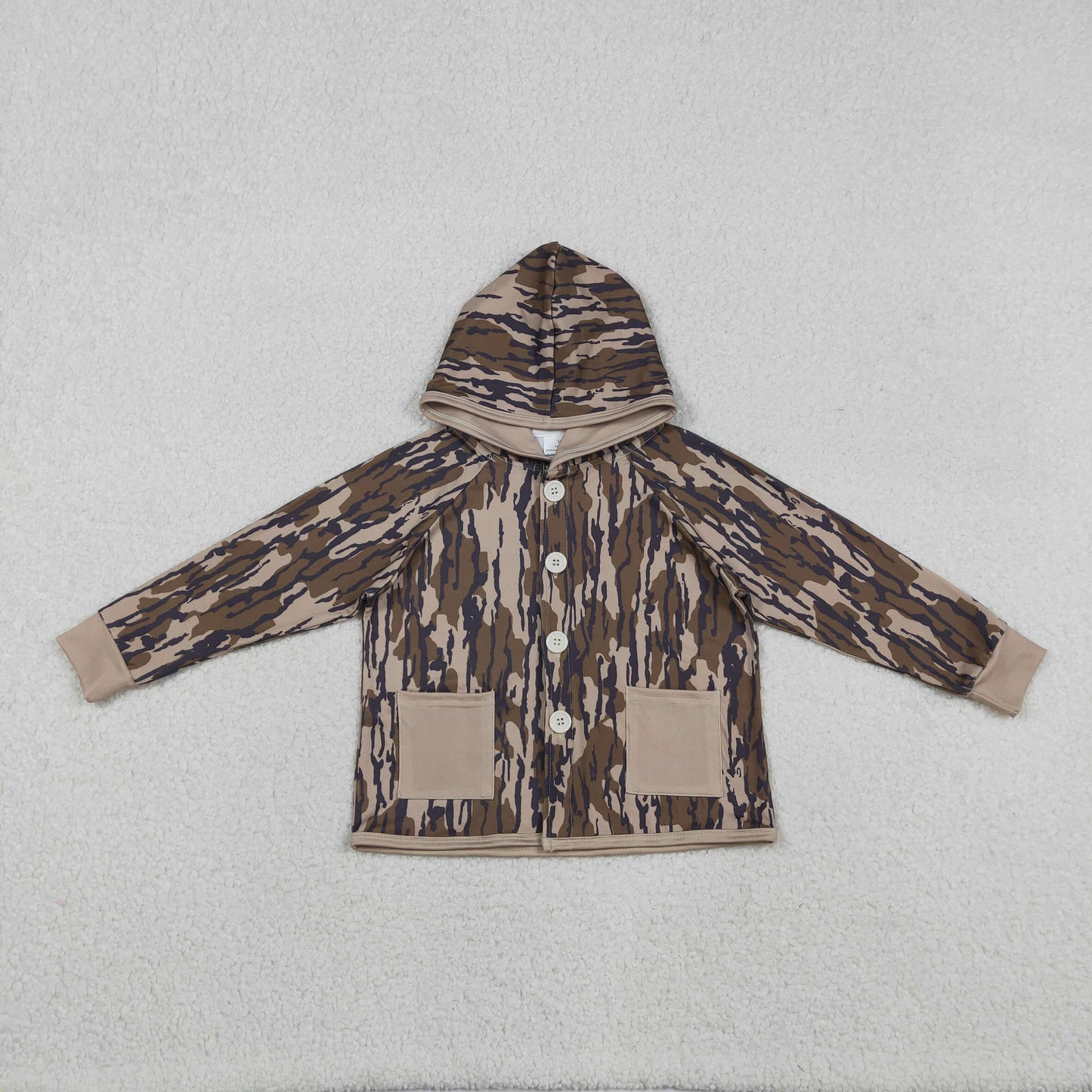 Baby Boys Southern Olive Camouflage Hoodie Jacket with Button Pockets Cute Camo Print Top for Infants