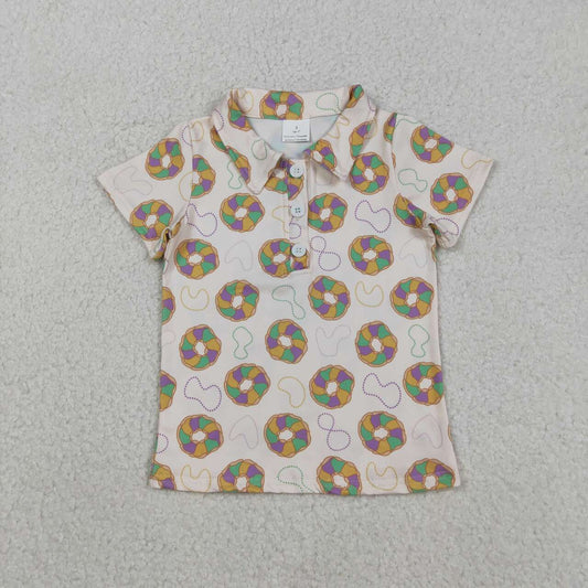 BT1454 Baby Boys Mardigras Donuts Plaid Button Polo Shirts Top  D 1105