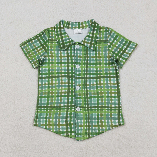 Baby Boys Green Checked St. Patrick Button Shirt Top Cute And Fashionable Baby Clothing