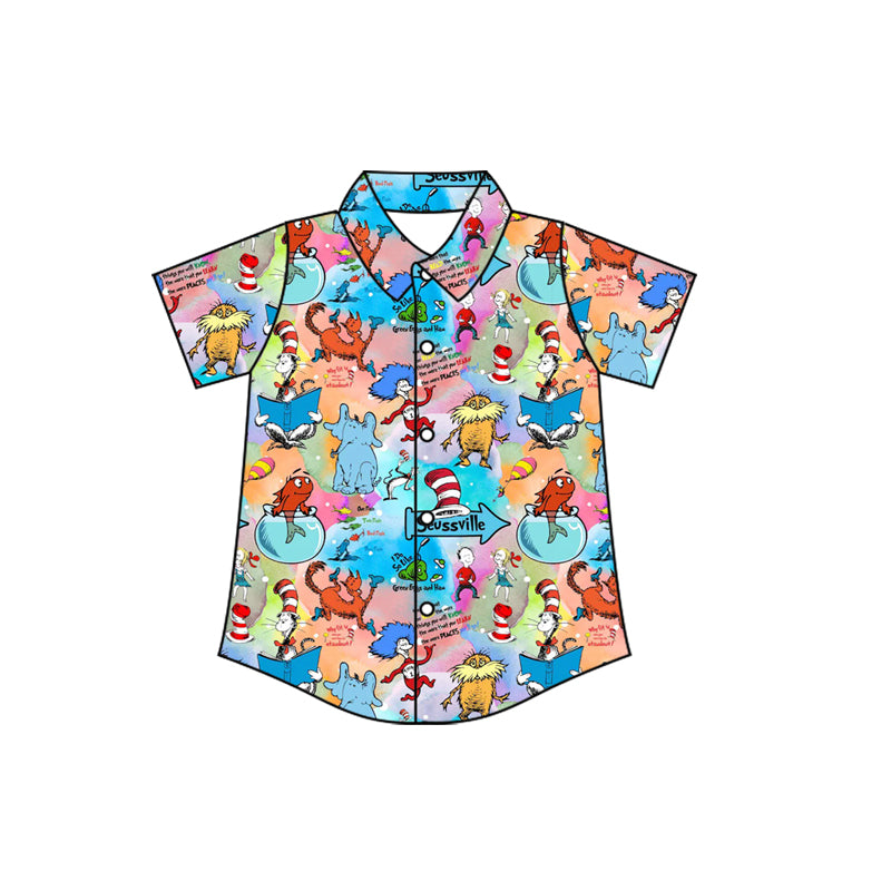 BT1461 Baby Boys Cartoon Mr Reading Button Shirts Top D 1211