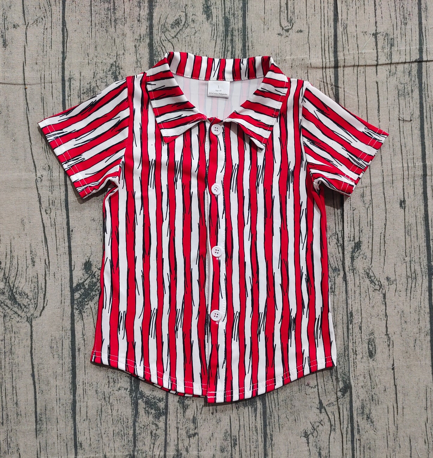 BT1462 Baby Boys Red Stripe Button Shirts Top D 1211