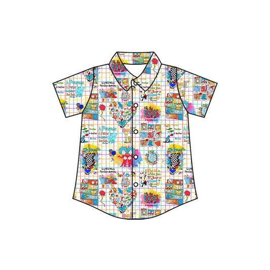 presale BT1466 Baby Boys Mr Reading Checked Button Shirts Top D 1031