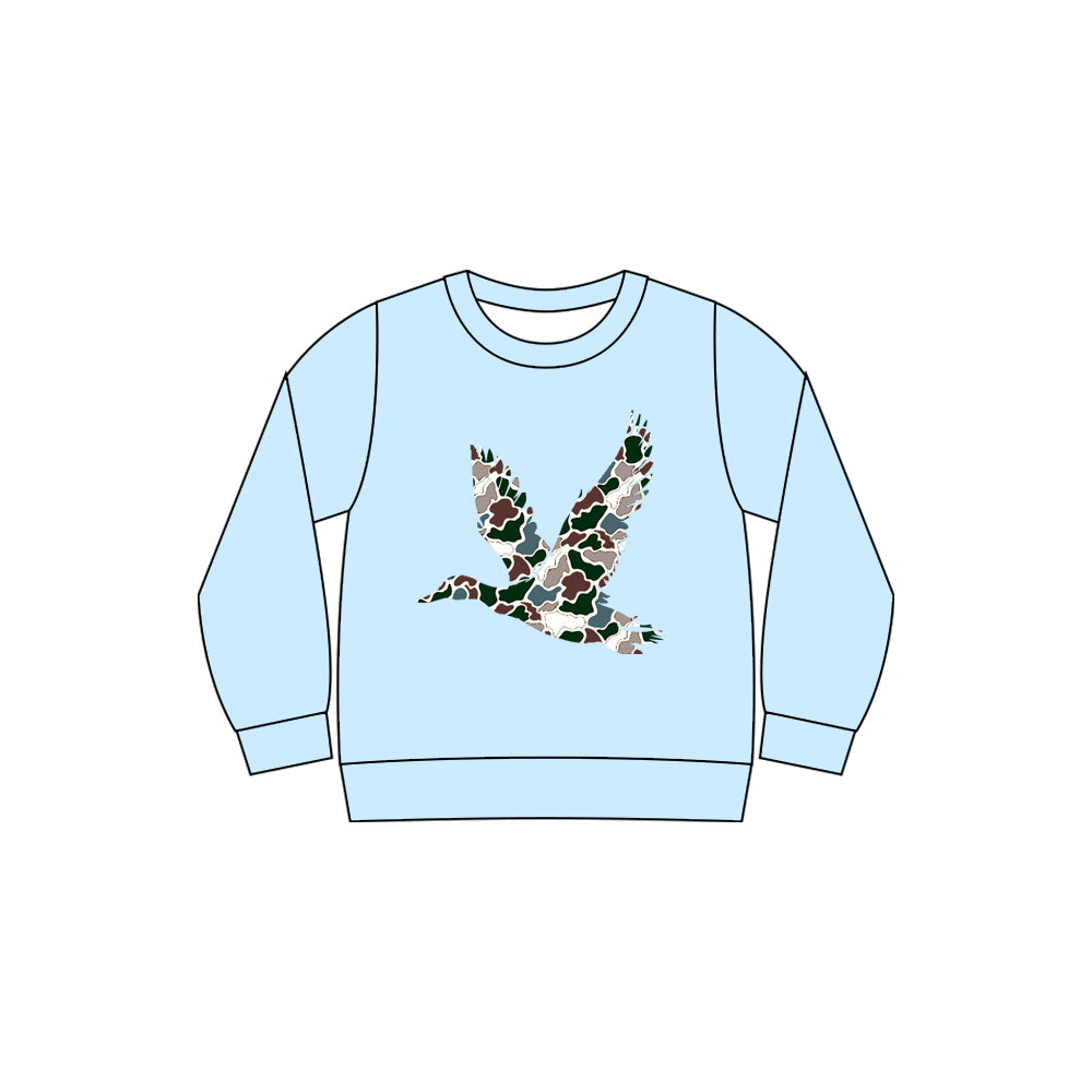 presale BT1495  Baby Boys Blue Long Sleeve Camo Ducks Hunting T-shirts Top D 1113