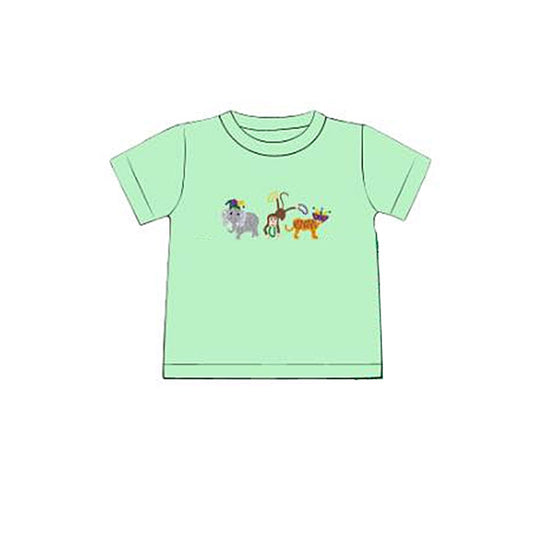 presale BT1506 Baby Boys Green Short Sleeve Animals T-shirts Top D 1122
