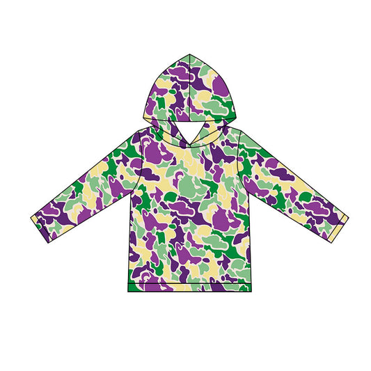 preorder BT1507 Baby Boys Mardigras Camo Long Sleeve Hoodies Top  D 1128