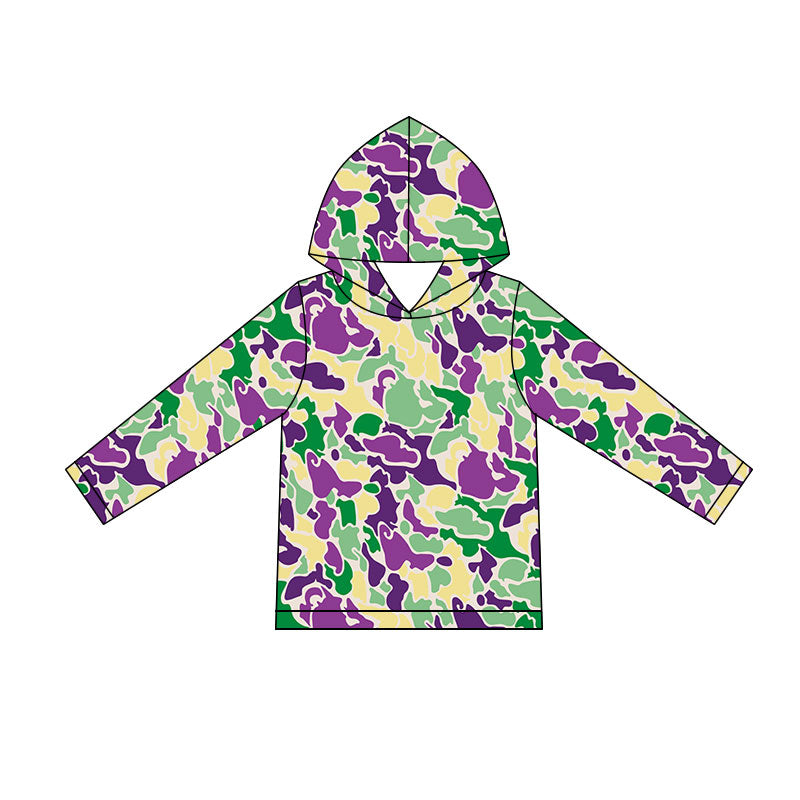 preorder BT1507 Baby Boys Mardigras Camo Long Sleeve Hoodies Top  D 1128