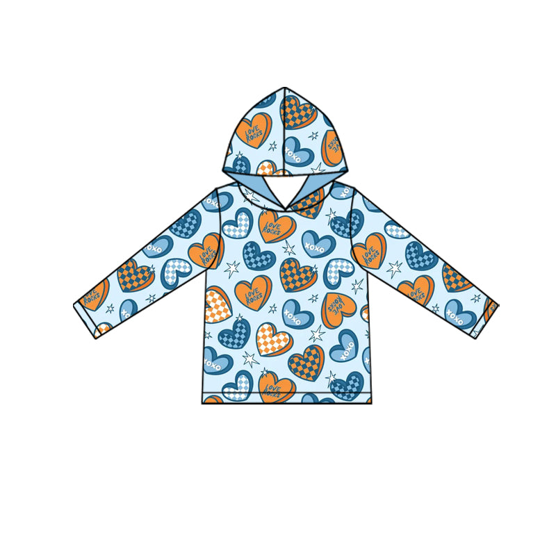preorder BT1510 Baby Boys Blue Orange Hearts Stars Valentine Hoodies Top  D 1128