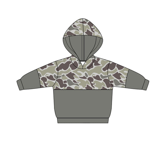 preorder BT1513 Baby Boys Grey Camo Southern Hoodies Top D 1128