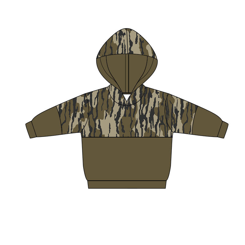 preorder BT1514 Baby Boys Olive Camo Southern Hoodies Top  D 1128