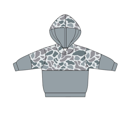 preorder BT1515 Baby Boys Light Grey Camo Southern Hoodies Top  D 1128