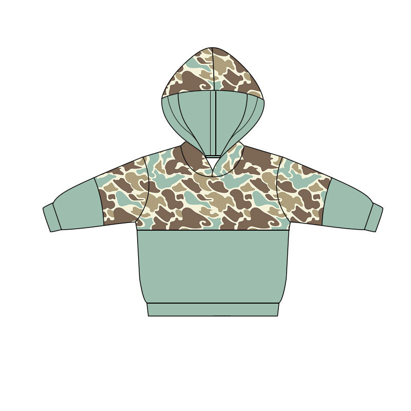 preorder BT1516 Baby Boys Green Camo Southern Hoodies Top  D 1128