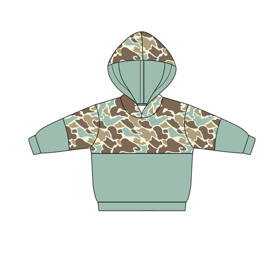preorder BT1516 Baby Boys Green Camo Southern Hoodies Top  D 1128
