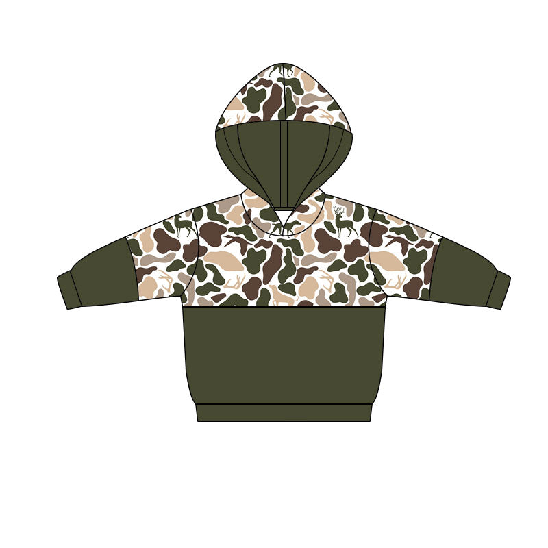 preorder BT1518  Baby Boys Ducks Dogs Deer Camo Southern Hoodies Top  D 1128