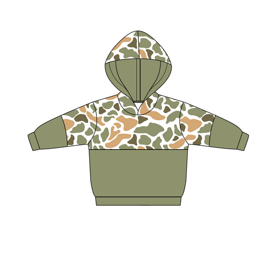 preorder BT1519 Baby Boys Green Orange Camo Southern Hoodies Top  D 1128