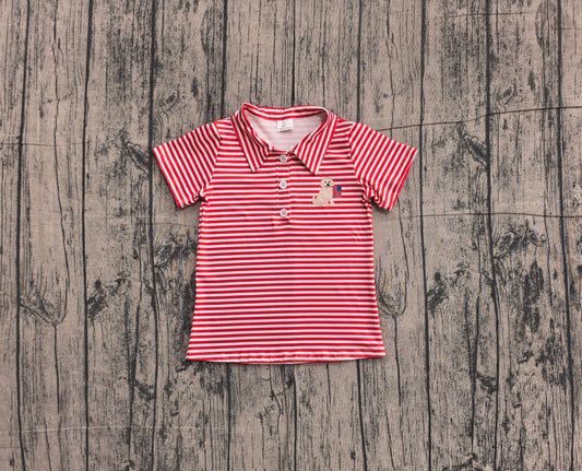 pre order flag dog print red stripes boys polo
