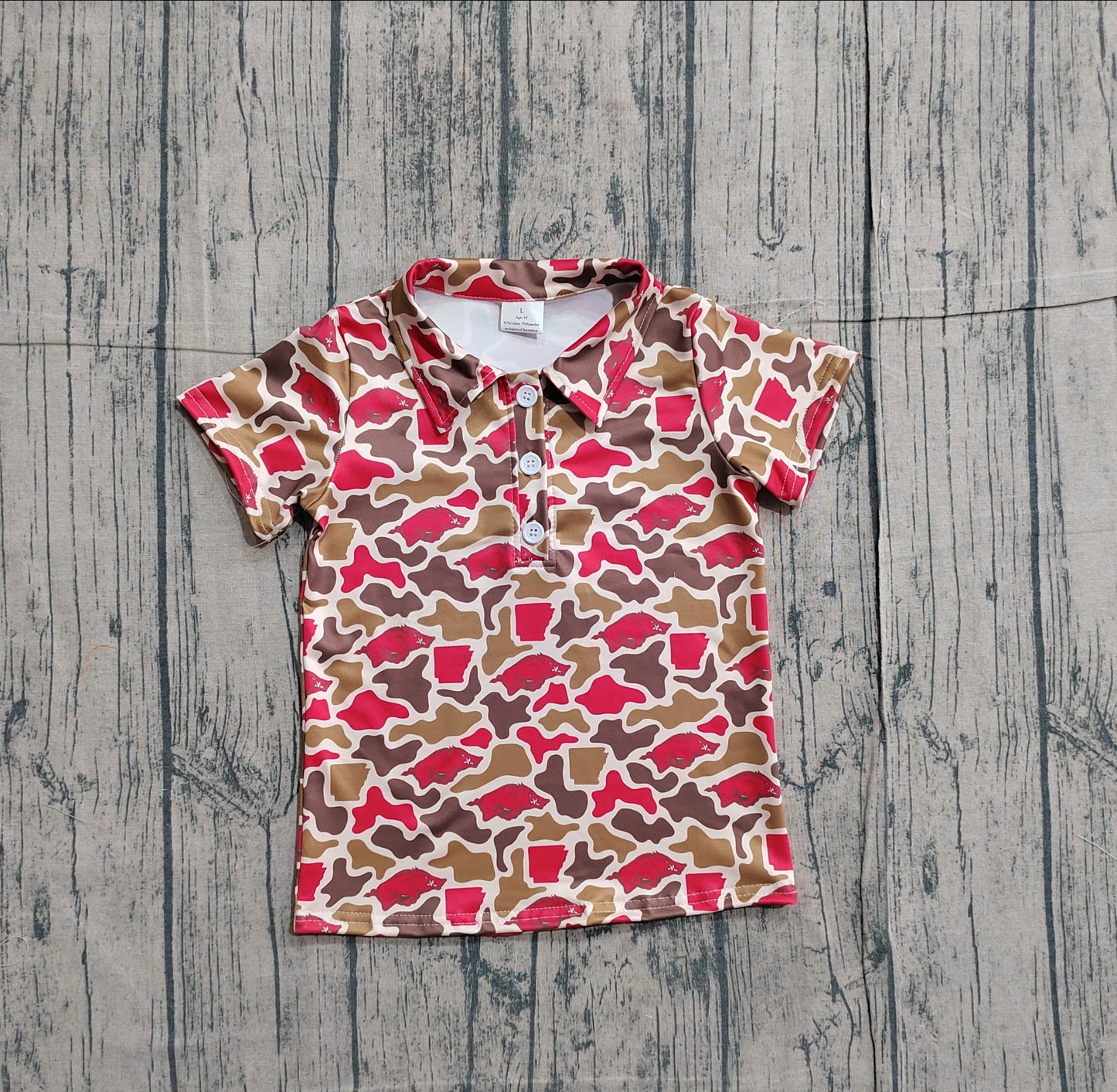 Pre-order Baby Boys Short Sleeve Camo Bulls Team Button Polo Shirts Top